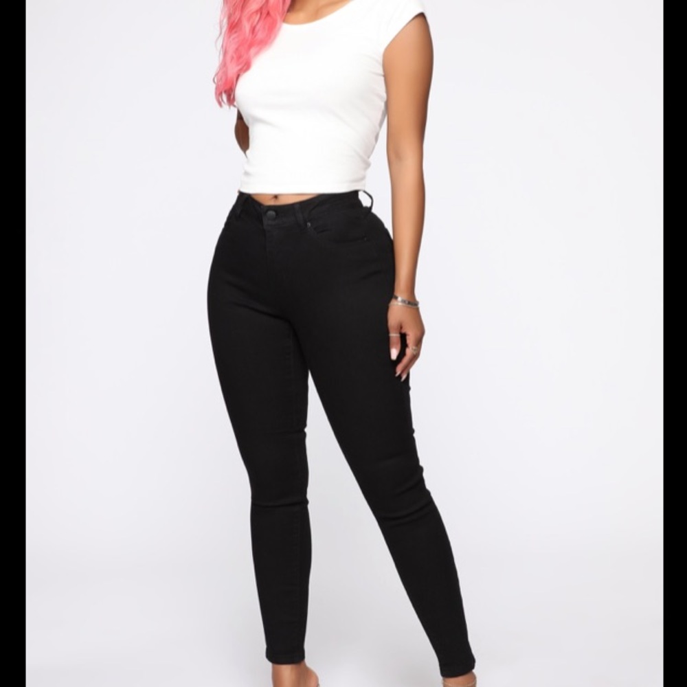 FashionNova High Waisted Black Skinny Ankle Jeans